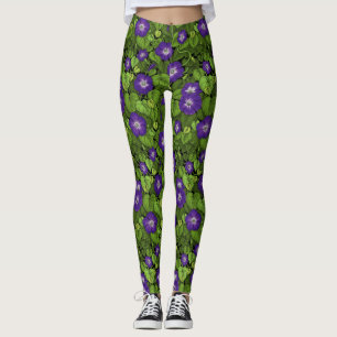 Leggings Gloria matutina en morado y verde