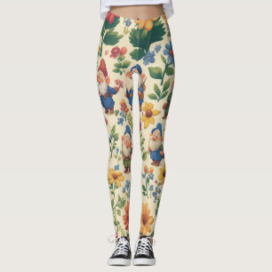 Leggings Gnome un diseño de patrones de flores
