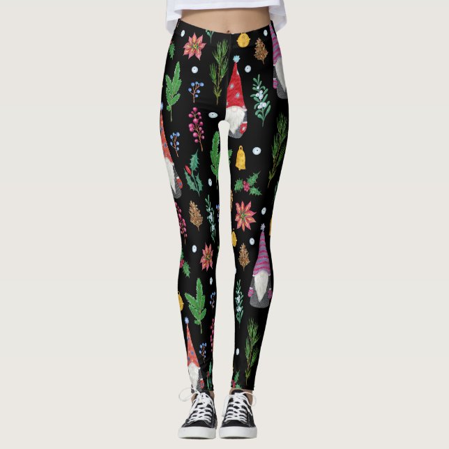 Leggings Gnomes de navidades: Patrón festivo sin foco (Anverso)