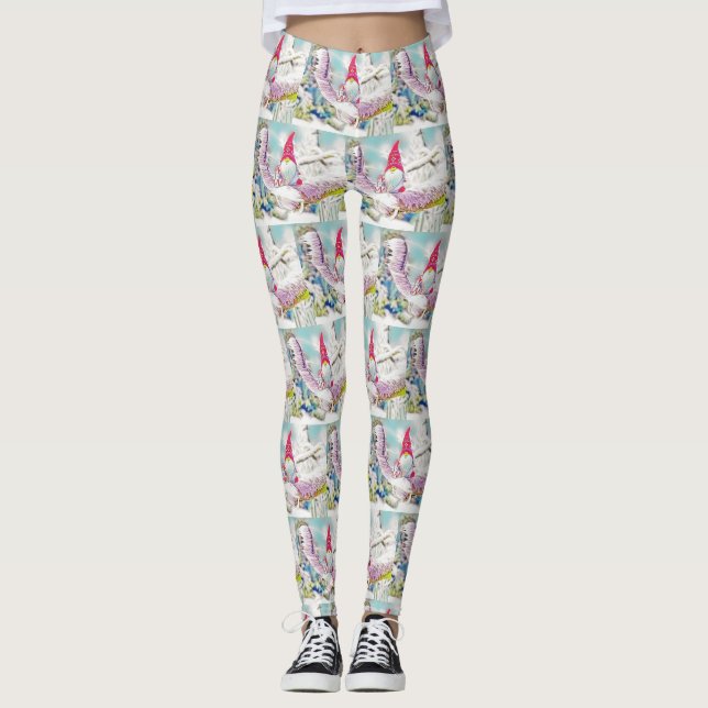 Leggings Gnomes en la pintura de la acuarela de nieve (Anverso)