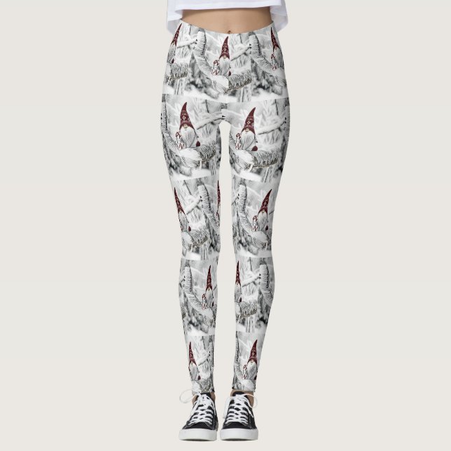 Leggings Gnomes en la pintura de la acuarela de nieve (Anverso)