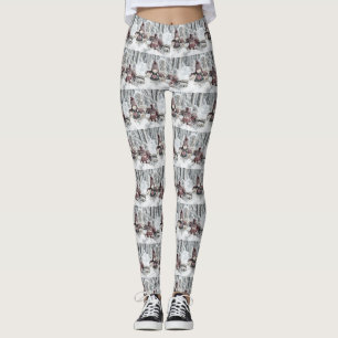 Leggings Gnomes vintage en el dibujo de la nieve