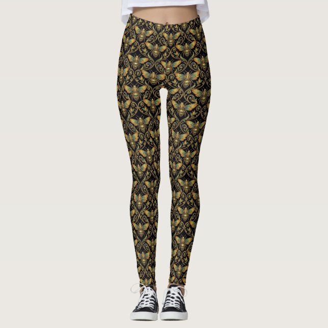 Leggings Gold Art Nouveau Bees (Anverso)