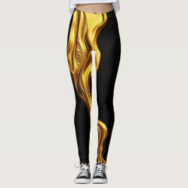 Leggings Gold Black Monochrome: Opulent Swirl Achempong   
