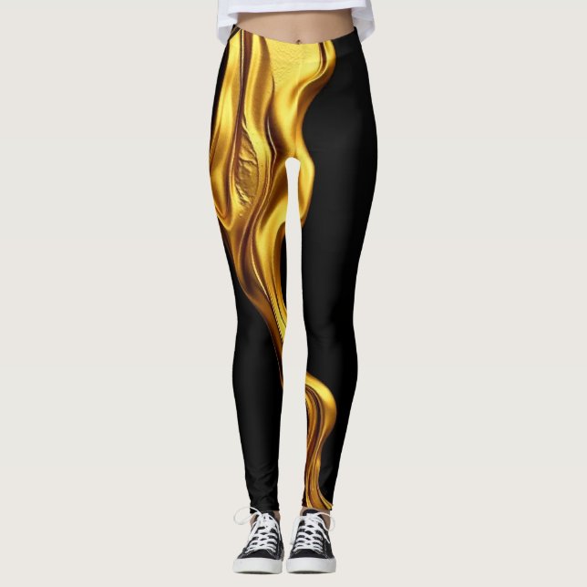 Leggings Gold Black Monochrome: Opulent Swirl Achempong    (Anverso)