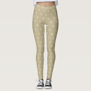 Leggings Gold Fleur-de-Lis Latte Brown