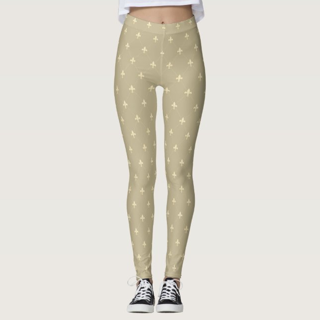 Leggings Gold Fleur-de-Lis Latte Brown (Anverso)