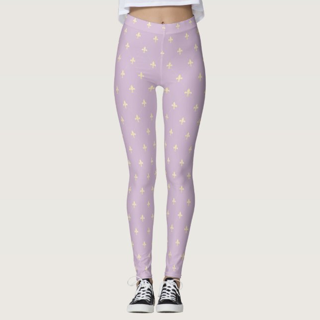 Leggings Gold Fleur-de-Lis Latte Lilac (Anverso)
