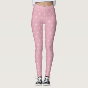 Leggings Gold Fleur-de-Lis Pink