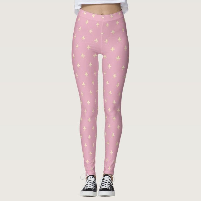 Leggings Gold Fleur-de-Lis Pink (Anverso)