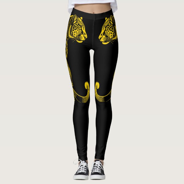 Leggings Gold Leopard Print Fun Safari Pattern (Anverso)