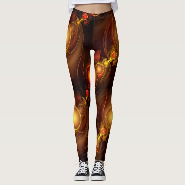 Leggings Gold Modern Boho Elegant Abstract Art Pattern #501 (Anverso)