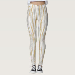 Leggings Gold Silver Chic Glam Glitzy Stripes