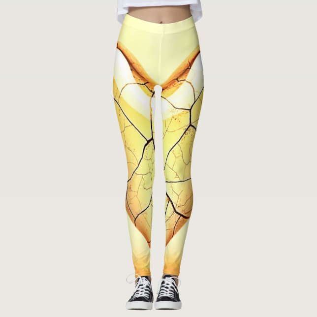 Leggings Golden Cracked Heart Art (Anverso)