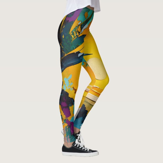 Leggings Golden Horizon – Abstract Tropical Sunset (Derecha)