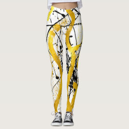 Leggings Golden in strokes on white metal