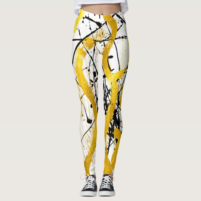 Leggings Golden in strokes on white metal (Anverso)