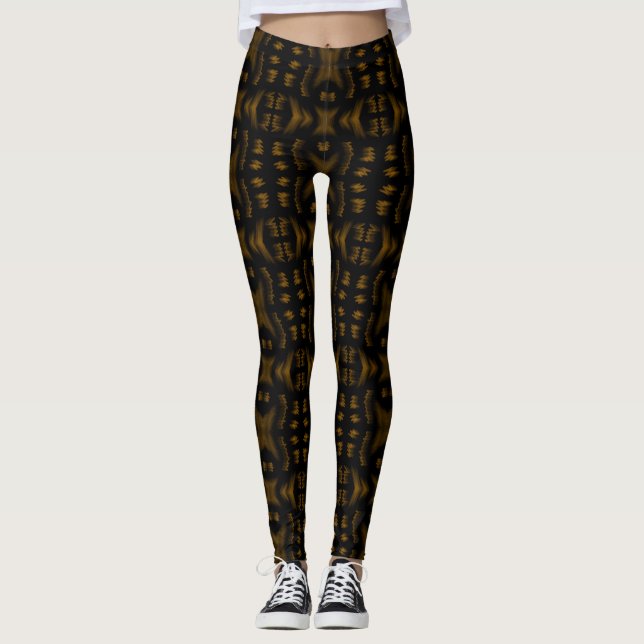 Leggings Golden Obsidian Tribal Ikat Pattern (Anverso)