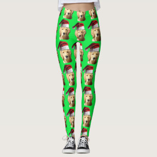 Leggings Golden Retriever Santa Claus