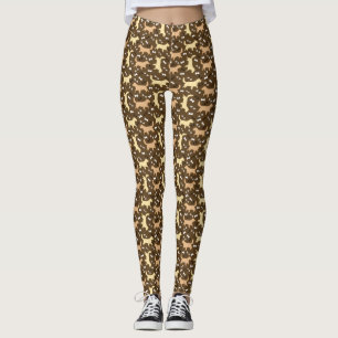 Leggings Golden Retrivers Pattern Red Golden Yellow Golden 