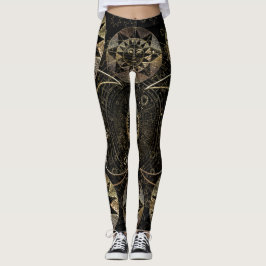 Leggings Golden Sun Moon Stars Arte de astronomía celestial