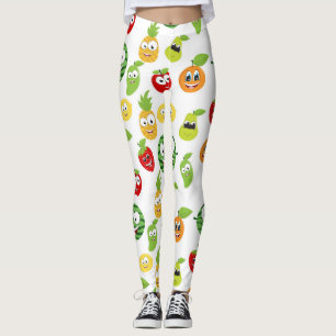 Leggings Gomas de Frutas Divertidas con Patrón de Caras