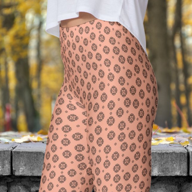 Leggings Gorge Peach y Black Mandela Pattern (Mandela on Peach)