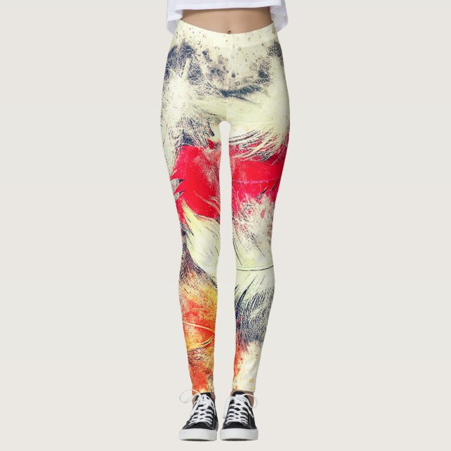 Leggings Gorgeous Funky Vibrant Feather Design (Anverso)