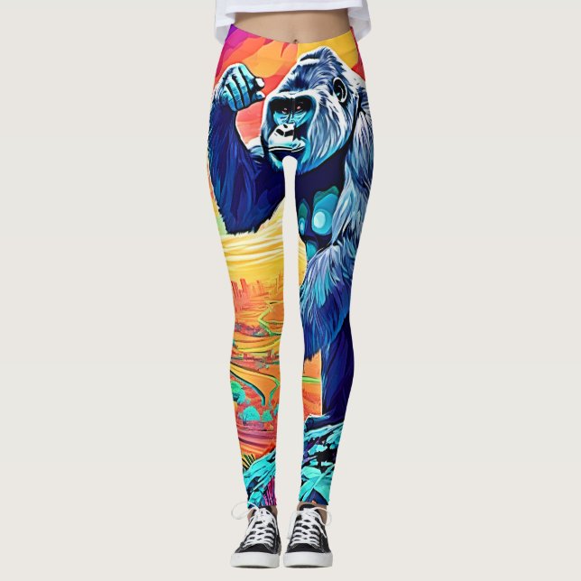 Leggings Gorila de la jungla de Neon Fantasy Urban (Anverso)
