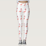 Leggings Gorra de moda de Santa de la diversión del navidad<br><div class="desc">Polainas de la diversión que ofrecen un flamenco rosado que viste para arriba el modelo del gorra de Santa.</div>