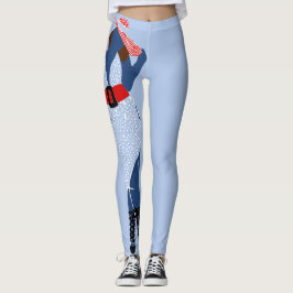 Leggings Gorra Rojo Cinturón Rojo Vestido Azul Moda gruesa