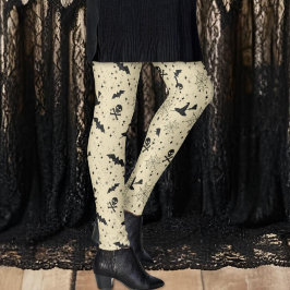 Leggings Gorras de brujas de Black Lace Bat se burlan de Ha