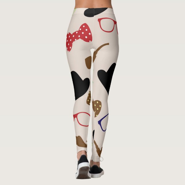 Leggings Gorras de vidrio y fondo de bigote (Reverso)