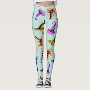 Leggings Gorras viejos de color de agua: fondo azul.