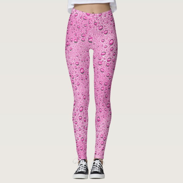 Leggings Gotas de agua rosada caliente (Anverso)