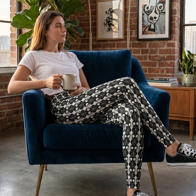 Leggings Gótico Negro y Blanco Fleur-de-Lis (Subido por el creador)