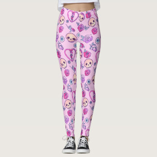 Leggings Gótico Pastel De Serpientes Y Rosas Kawaii