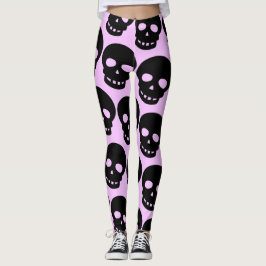 Leggings Gótico Pastel Estético Lilac Skulls Gran Impresión