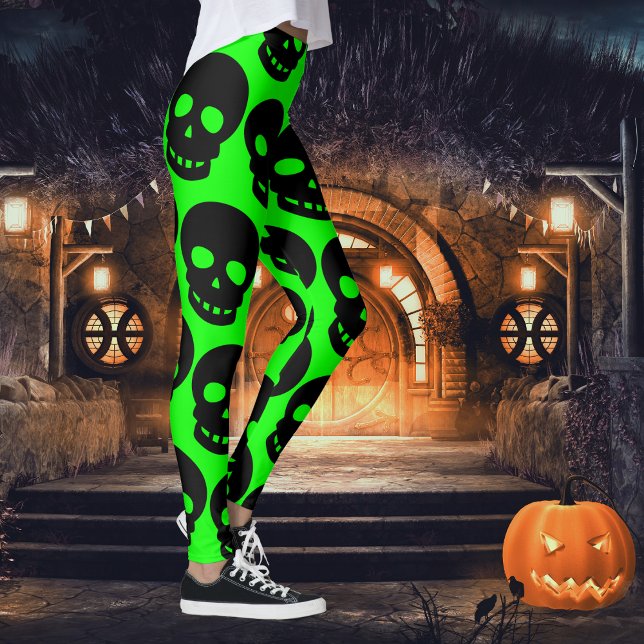 Leggings Gótico verde ácido Grandes garras de cráneo negro (Subido por el creador)