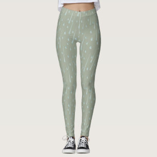 Leggings Gotitas de lluvia Cute Día lluvioso Verde oliva