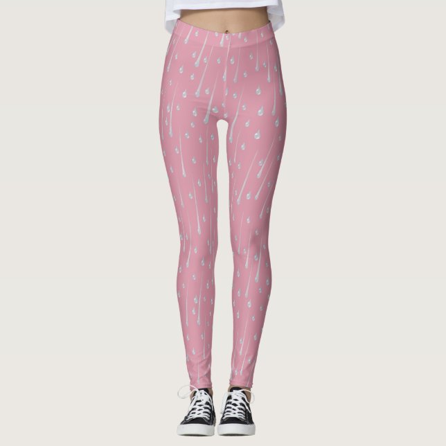 Leggings Gotitas de Lluvia Lindas Día Lluvioso Rosa Claro (Anverso)