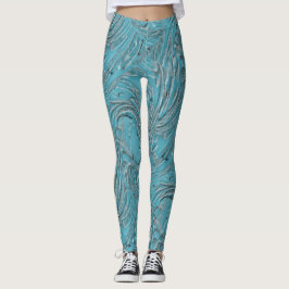 Leggings Grabado en relieve En Verde azulado