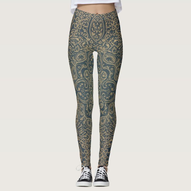 Leggings Grace Forest Green Lotus Paisley Artisan Pattern (Anverso)