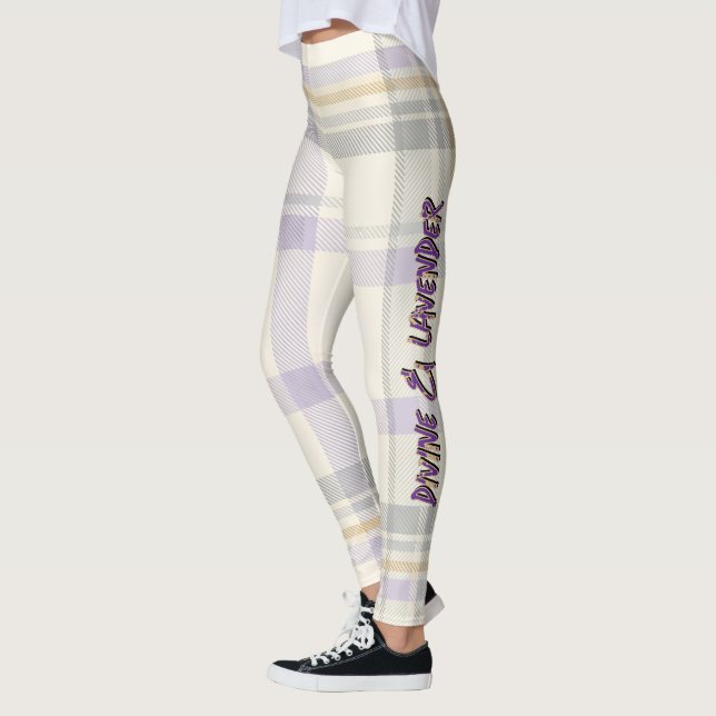 Leggings Grace Ivory & Lavender Luxe Plaid Pattern Vol 72 (Izquierda)