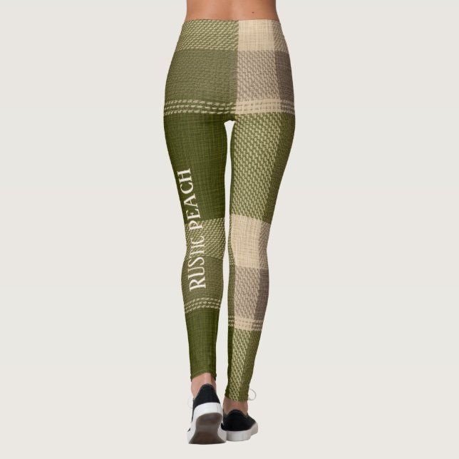 Leggings Grace Olive & Wheat Rustic Plaid Pattern Vol 77 (Reverso)