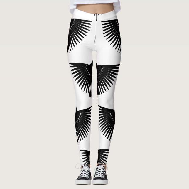 Leggings Graceful Crane: Patrón de pájaro oriental (Anverso)