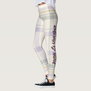 Leggings Gracia Marfil & Lavanda Luxe Patrón de Cuadro Vol