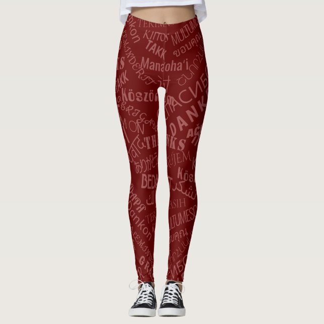Leggings Gracias Texto Leyendas multilingües Elegir colores (Anverso)
