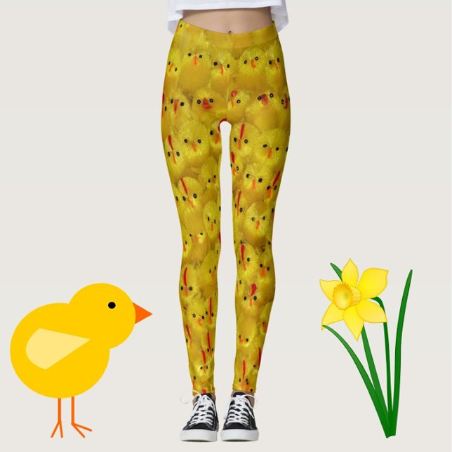 Leggings Graciosa piernas de pollo picante Pascua Amarilla (Fun yellow chick pattern leggings, for spring, Easter or to brighten up your every day!)