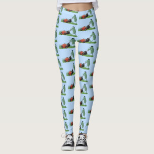 Leggings Graciosa rana verde que siembra césped personaliza